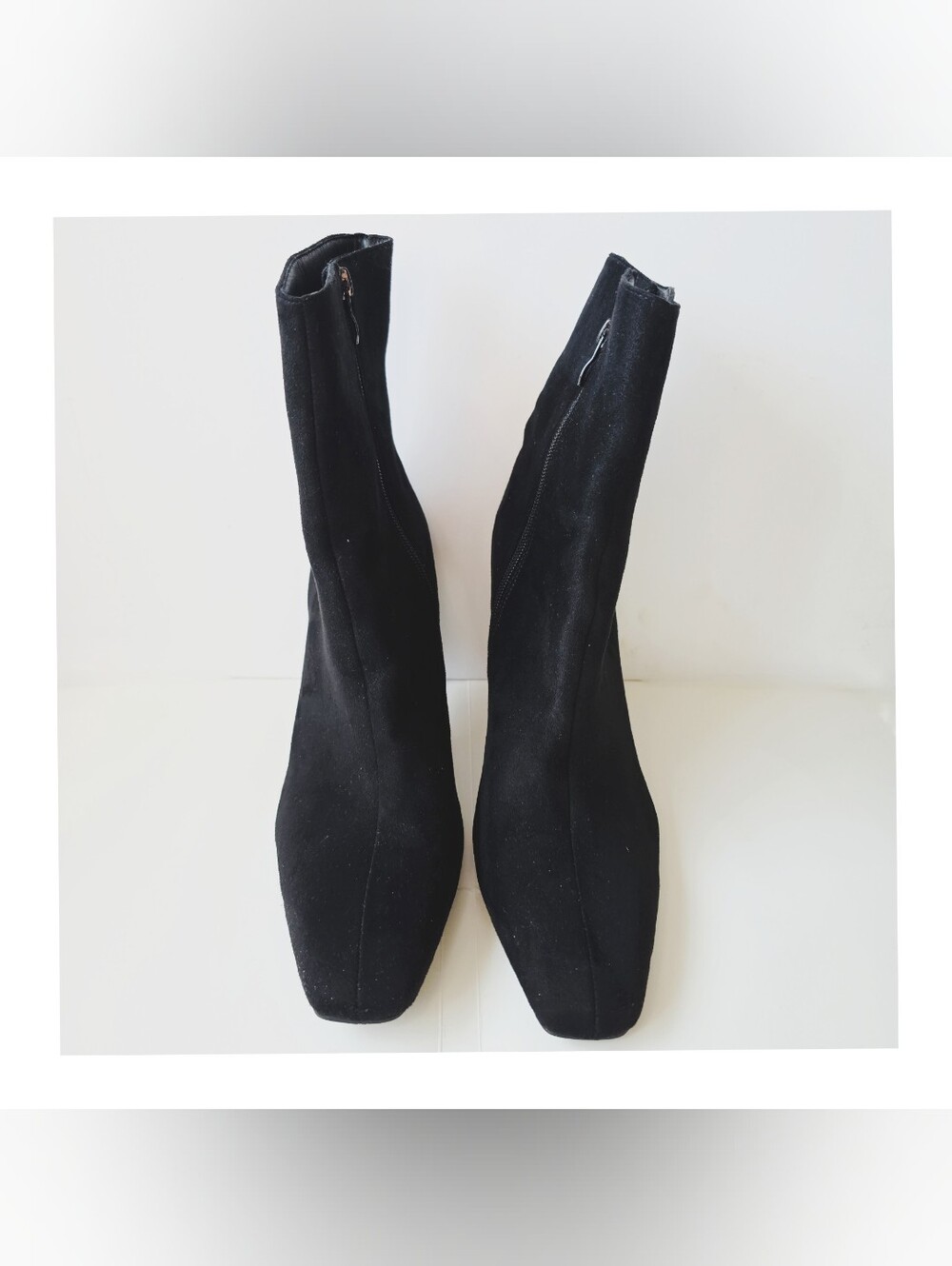 Lily Black Mid-Calf Stretch Suede Zip Boots